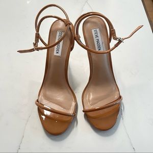 Dark Nude Patent Lather Strap Sandals